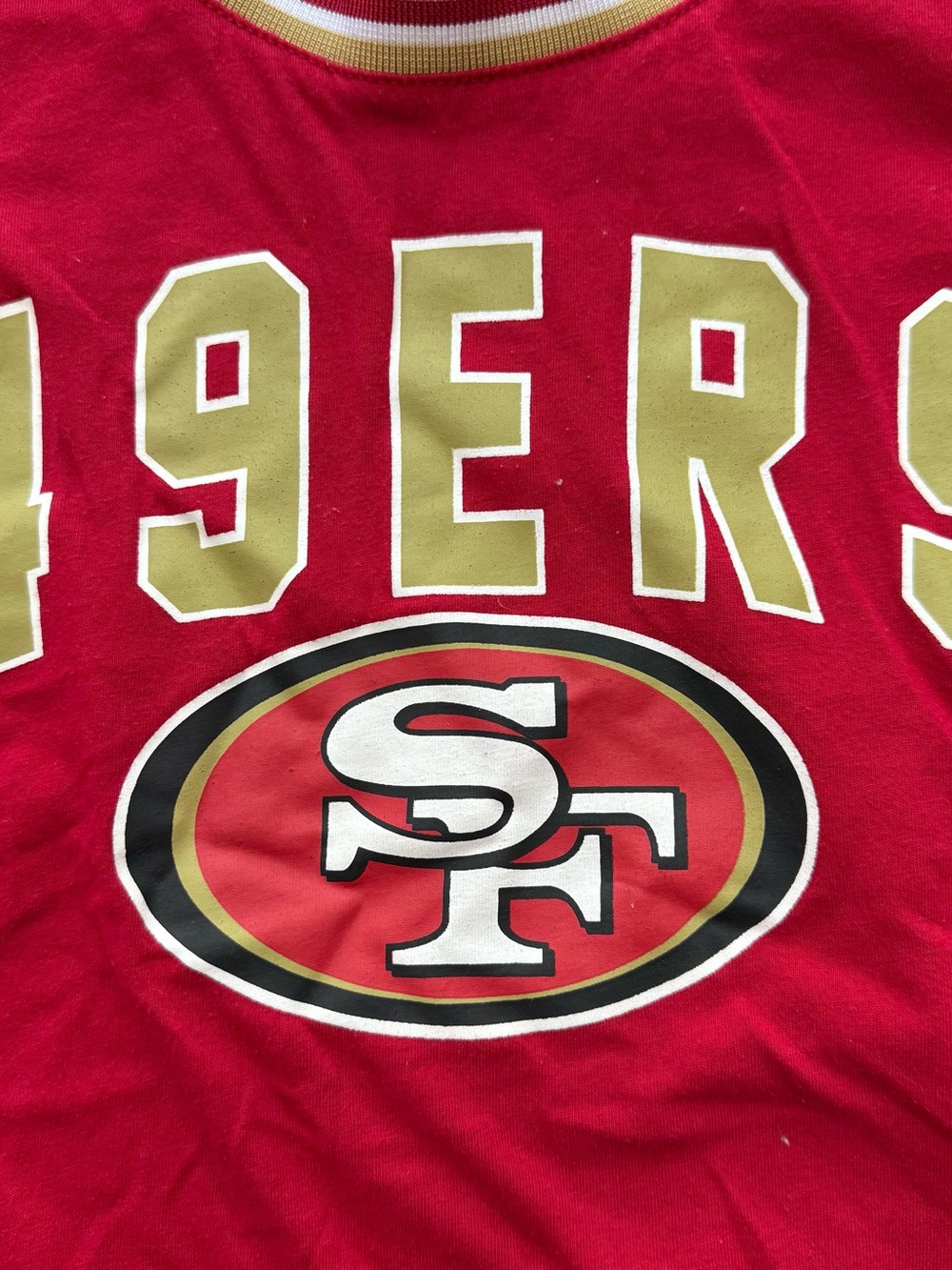 NFL Team Apparel Red San Francisco 49ers Kids Top with Gold Lettering youth sz 8 - Picture 3 of 7